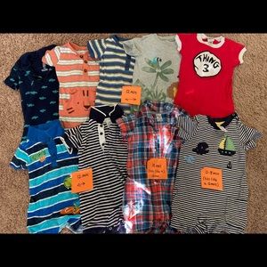 Nine Infant Toddler Boy Rompers - 12 months size